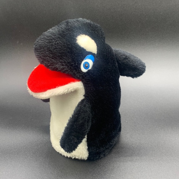 Vintage Sea World Plush Whale Shamu Hand Puppet 8" Orca Squeaker Mouth - Picture 1 of 6